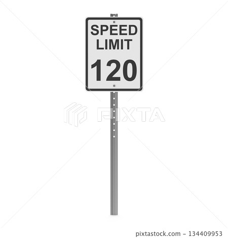 Speed Limit 120 Road Sign on a Pole Speed Limit 120 Road Sign on a Pole 134409953