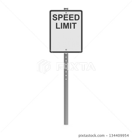 Regulatory Speed Limit Traffic Sign on a Pole Regulatory Speed Limit Traffic Sign on a Pole 134409954