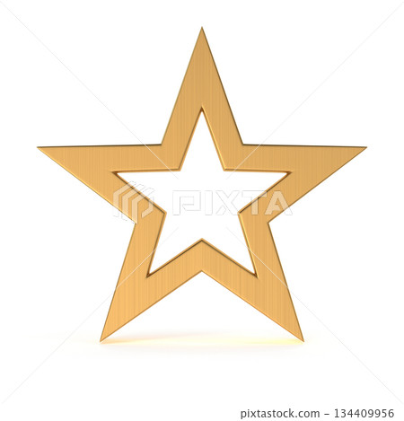 Shiny Golden Outlined Star 3D Render 134409956