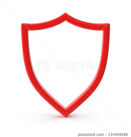 Red 3D Outline Shield Icon 134409986