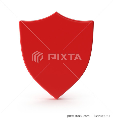 Red 3D Shield Icon for Protection and Security 134409987