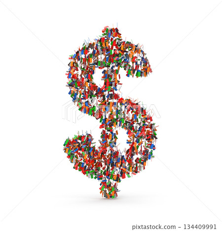 Dollar Sign Made by Colorful Confetti 134409991