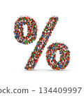 Vibrant Percentage Symbol Made by Confetti 134409997