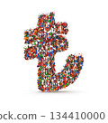 Turkish Lira Symbol Formed by a Multitude of Tiny Colorful Confetti 134410000