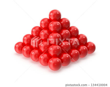 Shiny Red Spheres Stacked in a Perfect Pyramid 134410004