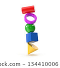 Stacked Colorful Geometric Shapes Balancing Act 134410006