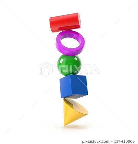 Stacked Colorful Geometric Shapes Balancing Act Stacked Colorful Geometric Shapes Balancing Act 134410006
