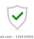 Security Shield with Green Checkmark Icon 134410009