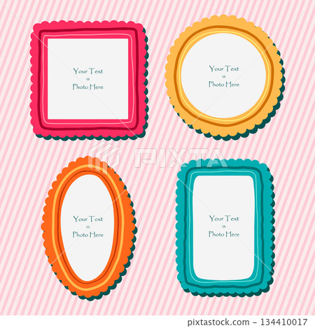 Wavy label templates. Border picture frame shapes.  134410017
