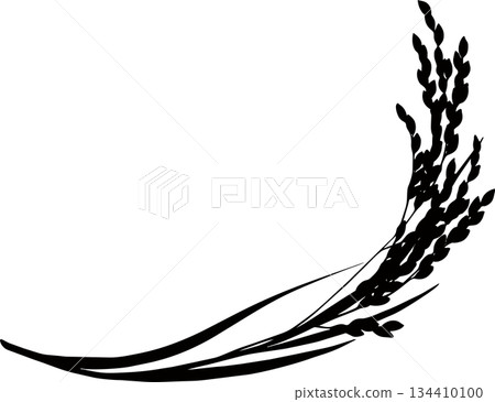 稻穗的簡單單色輪廓 134410100
