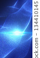 Abstract blue digital wave made of glowing grid lines, representing data flow, technology, and futuristic energy dynamics 134410145