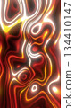 Abstract glowing pattern with molten red, orange, and yellow waves creating a dynamic liquid metal effect 134410147