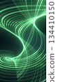 Abstract neon green glowing lines forming smooth flowing curves on a dark futuristic background 134410150