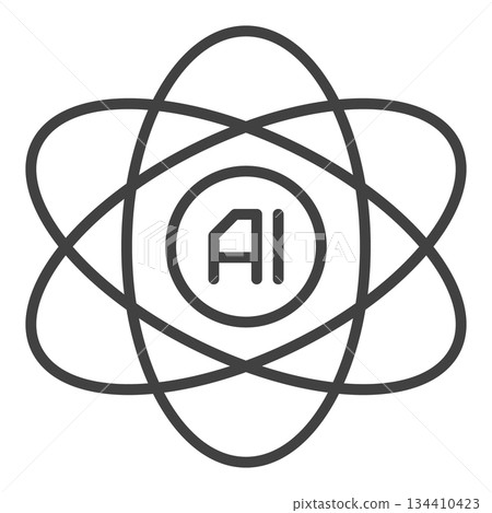 AI Atom Molecule vector Artificial Intelligence outline icon or symbol AI Atom Molecule vector Artificial Intelligence outline icon or symbol 134410423