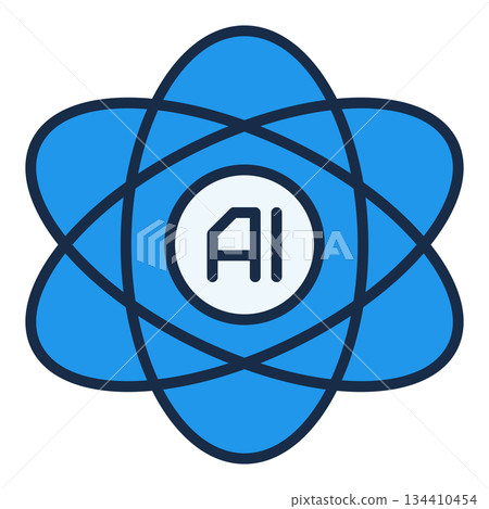 Artificial Intelligence Atom Molecule vector AI colored icon or design element Artificial Intelligence Atom Molecule vector AI colored icon or design element 134410454