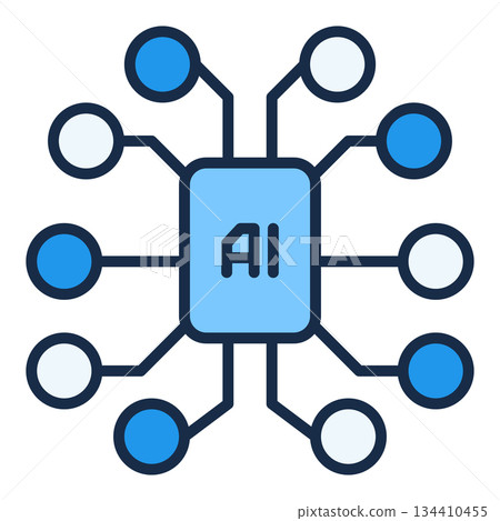 Artificial Intelligence Brain Chip vector AI Technology colored icon or logo element Artificial Intelligence Brain Chip vector AI Technology colored icon or logo element 134410455