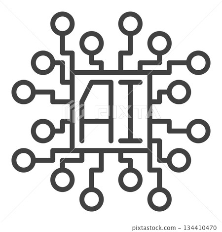 Vector AI Chip - Artificial Intelligence processor thin line icon or symbol Vector AI Chip - Artificial Intelligence processor thin line icon or symbol 134410470