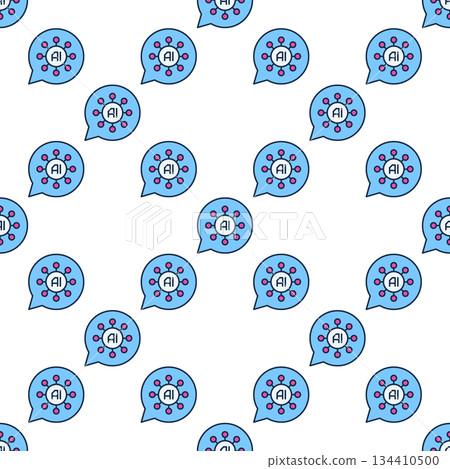 AI sign in Speech Bubble vector Artificial Intelligence colored seamless pattern 134410500