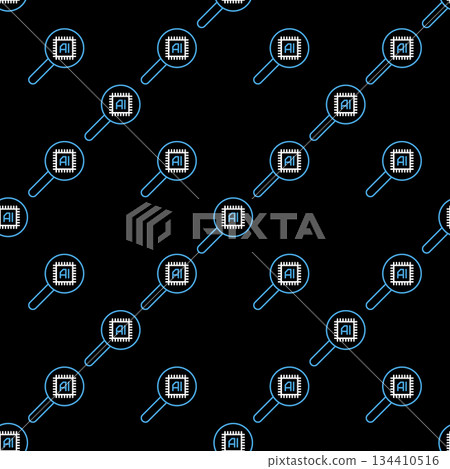 Magnifier with AI Chip vector AI Technology linear seamless pattern Magnifier with AI Chip vector AI Technology linear seamless pattern 134410516