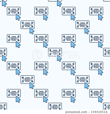 Mouse Cursor on AI Button vector Artificial Intelligence colored seamless pattern Mouse Cursor on AI Button vector Artificial Intelligence colored seamless pattern 134410518