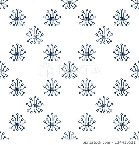 Vector AI Brain - Artificial Intelligence thin line seamless pattern Vector AI Brain - Artificial Intelligence thin line seamless pattern 134410521