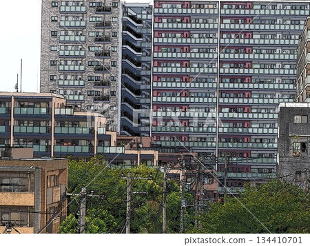 公寓大樓的油畫風格照片 134410701