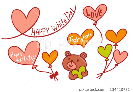 Hand-drawn illustration material - White Day set (color) Hand-drawn illustration material - White Day set (color) 134410721