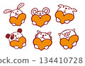 Illustration material: Cute animal icon set A 134410728