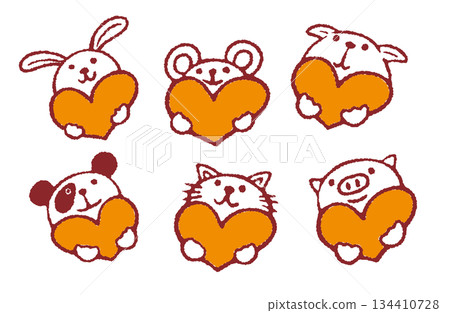 Illustration material: Cute animal icon set A 134410728