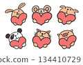 Illustration material: Cute animal icon set 134410729
