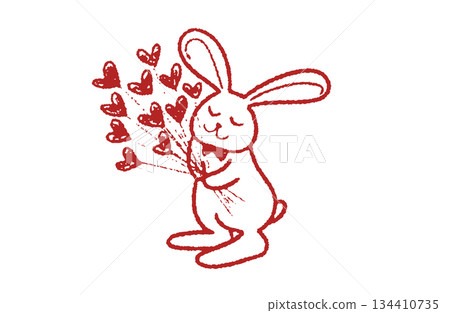 手繪插畫素材:懺悔兔 手繪插畫素材:懺悔兔 134410735