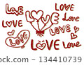 Handwritten illustration material: LOVE set (with shadow) 134410739