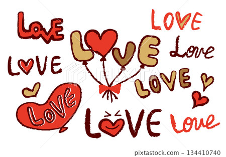 手寫插畫素材:LOVE套裝(彩色) 手寫插畫素材:LOVE套裝(彩色) 134410740