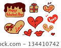 Hand-drawn illustration material Valentine's Day set (color) 134410742