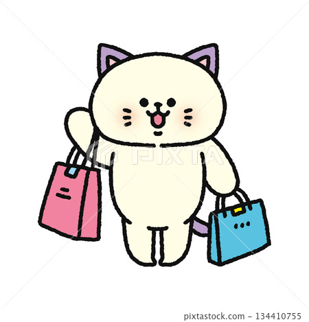 Cute cat shopping Cute cat shopping 134410755