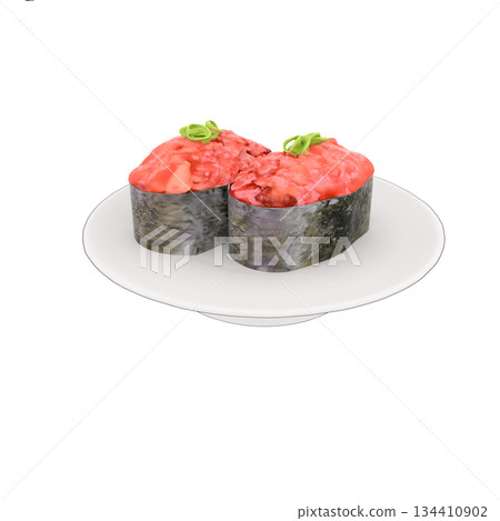 鮪魚蔥鰹魚軍艦卷壽司在壽司店和迴轉壽司店均有供應。 鮪魚蔥鰹魚軍艦卷壽司在壽司店和迴轉壽司店均有供應。 134410902