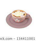咖啡館或咖啡店裡的拉花咖啡，上面有櫻花圖案。 134411001