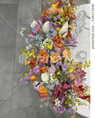 Colorful spring flower arrangement Colorful spring flower arrangement 134411046