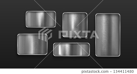 Metal tag collection with brushed steel texture Metal tag collection with brushed steel texture 134411480