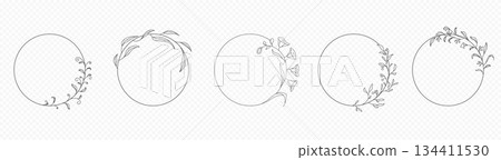 Elegant floral frame with delicate flower wreath 134411530