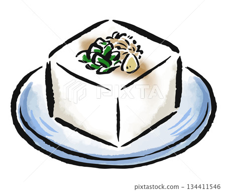Cold tofu hand-drawn illustration Cold tofu hand-drawn illustration 134411546