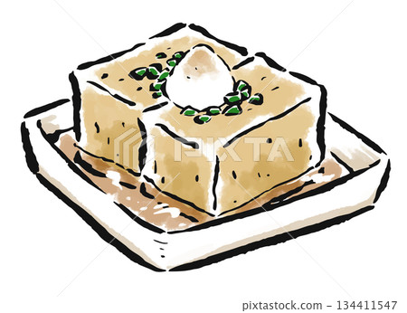 Deep-fried tofu brush-touch hand-drawn illustration Deep-fried tofu brush-touch hand-drawn illustration 134411547