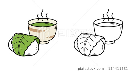 Simple kashiwamochi icon illustration 134411581