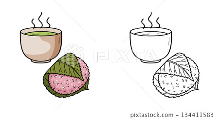 Simple Sakuramochi (Kansai style) icon illustration Simple Sakuramochi (Kansai style) icon illustration 134411583