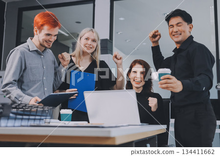 Multiracial business people having meeting 134411662