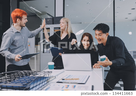 Multiracial business people having meeting 134411663