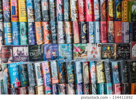 Different books displayed on a table or a shelf at a bookstore in Mumbai India Different books displayed on a table or a shelf at a bookstore in Mumbai India 134411892