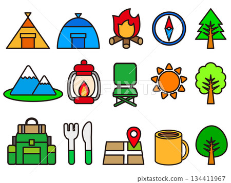 Simple outdoor icon material set Simple outdoor icon material set 134411967