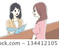 Illustration of a woman giving explanations and advice 134412105