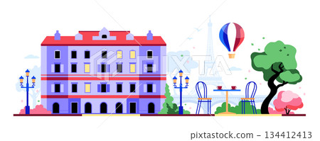Travel to France - colorful flat design style illustration Travel to France - colorful flat design style illustration 134412413
